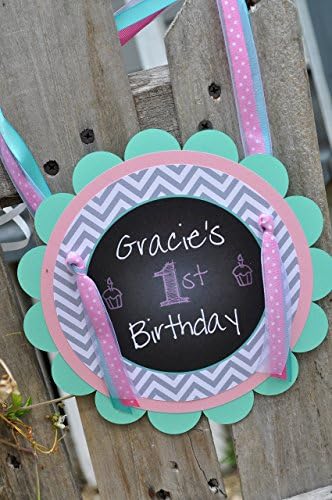 1st Birthday Door Sign - Girls 1st Birthday Decorations - Chalkboard