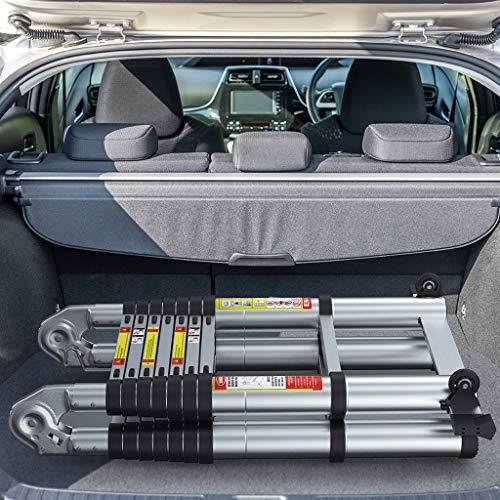 Finether 16.4ft Aluminum Telescoping Extension Ladder Portable Multi-Purpose Folding A-Frame Ladder with Hinges, 330lb Load Capacity for Home Loft Office,EN131 Certified