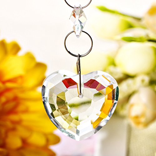 H&D 15PCS Crystals Chandelier Ornaments Hanging Prisms Fengshui Suncatcher Rainbow Pendant Maker (Heart Hanging Drop)