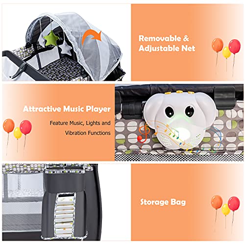 HONEY JOY Pack and Play with 4in1 Portable Baby Playard
