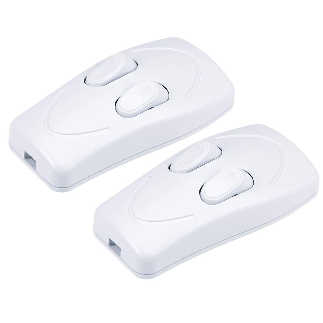 sourcing map Inline Cord Switch AC 250V 1A Duplex On-Off Feed-Through Rocker Switch for Bedroom Table Lamp Desk Light, White (Pack of 2)