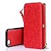 iPhone 6S Case, iPhone 6 Case, Itrendz 12 Card Holder Pro - [Zipper Cash Storage] Premium Button PU Leather Wallet Case Cover With Detachable Magnetic Hard Case For iPhone 6S/6 (4.7 Inch), Red