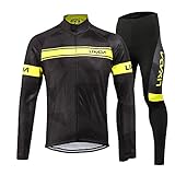 Lixada Men's Cycling Jersey Suit Winter Thermal Fleece Long Sleeve Mountain Bike Road Bicycle Shirt with 3D Tights Padded Pants