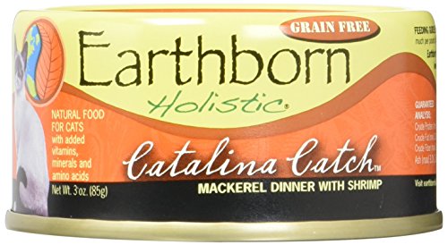 EARTHBORN HOLISTIC, Catalina Catch Mackerel Dinner with Shrimp in Gravy, 3 Ounce Can