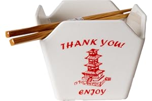 Urban Tokyo Chinese Takeout Box Style Porcelain Bowl With Chopsticks 18 fl oz Square Shape Rice Noodles Pasta To Go Box Micro