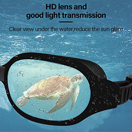 Pansonite Swim Goggles,Adjustable Swimming Goggles with Nose Clip + Free Protection Case,Anti-Fog UV Protection Swim Glasses for Unisex Adult Men Women Youth Kids Child (Black)