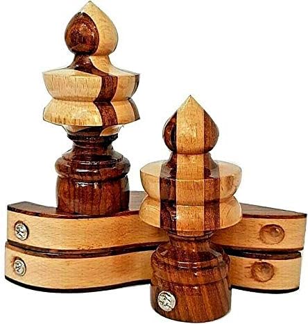 Artisans Craft - Curtain Bracket Wooden 2Pcs Curtain-Rod Ends Finials Caps with 2 Pcs Wall Support (Zig zag Design)