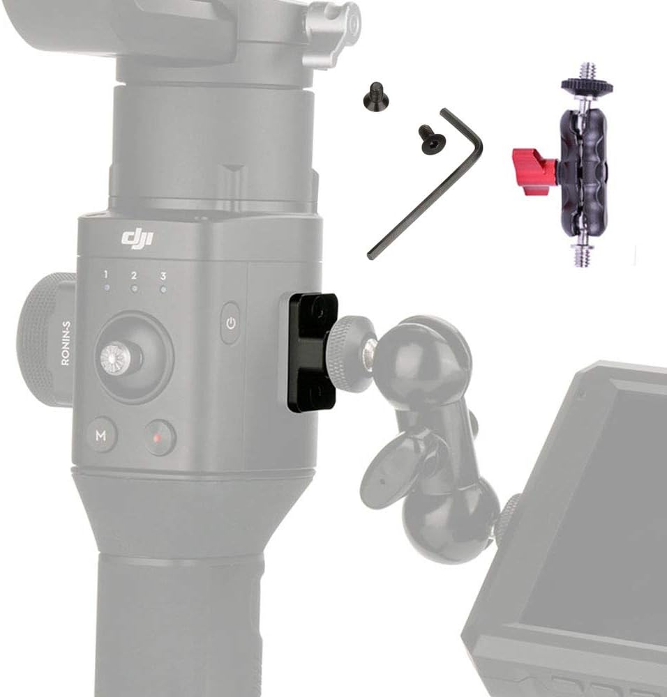 DF DIGITALFOTO Gimbal Accessories Monitor Mount, Mounting Plate Extend Port Hole with Mini Bean Monitor Clamp, Compatible DJI Ronin S Gimbal