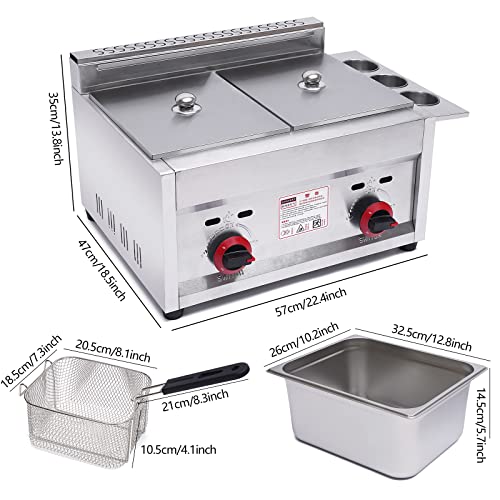 Commercial Gas Deep Fryer 12L Countertop Stainless Steel Dual Tank