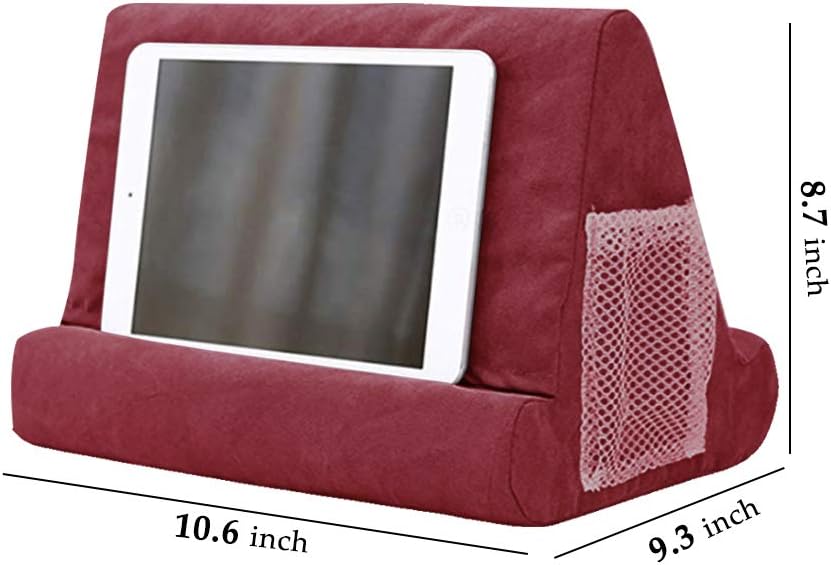 Tablet Pillow Holder Stand，Multi-Angle Soft Pillow for iPads, Bed Stand Foam Book Rest Reading Stand Pillow Pad 360 for Lap Bed Kids (Wine): Home Audio & Theater