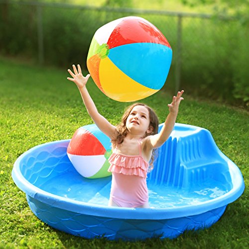 SNInc. Rainbow Beach Balls - Pack Of 4 Inflatable Beach Ball Toys
