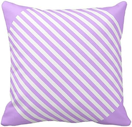 Custom Home Design Light Purple and White Inclined Stripe Design Pillowcase for Sofa Decorative 18X18 Inch