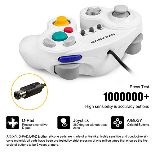 image for Gamecube Controller, HYCARUS 2 Packs White Game Cube Controller with T