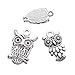 Beadthoven 50pcs Tibetan Style Alloy Owl Pendants Vintage Mixed Shapes Charms for Halloween Jewelry Crafts Making Holiday Home Decoration