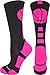 MadSportsStuff Basketball Logo Athletic Crew Socks, Medium - Black/Neon Pink