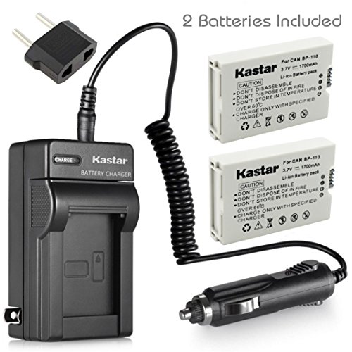 Kastar BP110 Battery (2-Pack) and Charger Kit for Canon BP-110 and Canon VIXIA HF R20, HF R21, HF R200, HF R26, HF R28, HF R206, XF105 Cameras