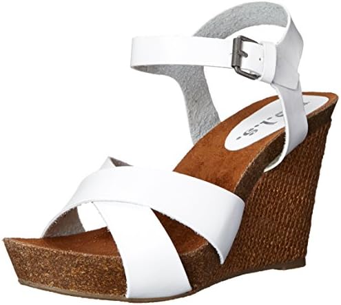 Rbls Women's Bianca Wedge Sandal, White, 8.5 M US