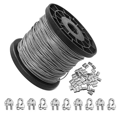 1/16 Inch Vinyl Coated Wire Rope Kit,330 Feet Stainless Steel 304 Wire