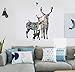 BIBITIME Halloween Forest Silhouette Deer Family Wall Decals Christmas Animal Birds Elk Vinyl Stickers for Living Room Porch Bedroom Nursery Classroom Home Art Mural TV Background PVC Decorations