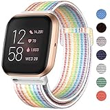 HAPAW Nylon Bands Compatible with Fitbit Versa/Versa 2, Soft Adjustable Breathable Sport Replacement Strap Band Accessories Wristband Women Man for Versa Smartwatch