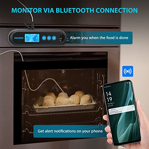 INKBIRD Professional Digital Barbecue Bluetooth Kitchen Thermometer with 2 Stainless Steel Probe for Meat IHT-2PB BBQ Grill Oven