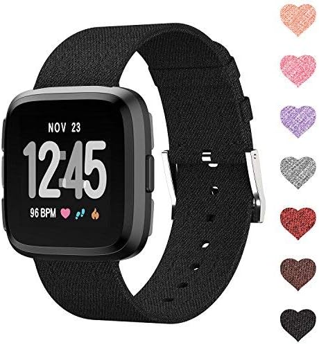GeekSpark Compatible for Fitbit Versa Bands, Woven Fabric Quick Replacement Accessories Wristbands with Classic Square Stainless Steel Clasp for Fitbit Versa Smartwatch