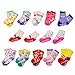 Lystaii 12 Pairs Anti-slip Soft Cotton Baby Kid Socks for 1-3/12-36 Months Years Baby 3.5''-4.7'' Cute Cartoon Boys Girls Toddler Socks Random Color Non-Skid Knit Infants Socks