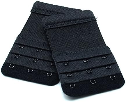 Lady’s Bra Extender 2 Hooks/3 Hooks 2pcs-Pack Multi-size,3 Colors (black, 3 hooks)
