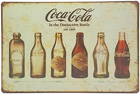 Coca Cola Bottle Evolution, Metal Tin Sign, Vintage Style Wall Ornament Coffee &amp; Bar Decor, Size 8" X 12"