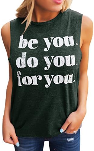 Liyuandian Womens Good Vibes Letter Printed Tank Tops Mom Shirts with Sayings