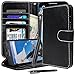 Nexus 6 Case, Google Nexus 6 Wallet Case, Style4U Premium PU Leather Stand View Wallet Flip Case with ID Credit Card / Cash Slots for Google Nexus 6 + 1 Stylus and 1 Screen Protector [Black]