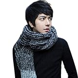 ROPALIA Winter Mens Warm Striped Knit Woolen Scarves Long Crochet Mohair Scarf