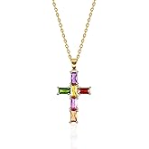 Liuyuqian Cross Necklace for Women - Dainty 14K Gold Plated Small Cross Choker Pendant Cubic Zirconia Necklaces, Trendy Simple Faith Jewelry Gifts