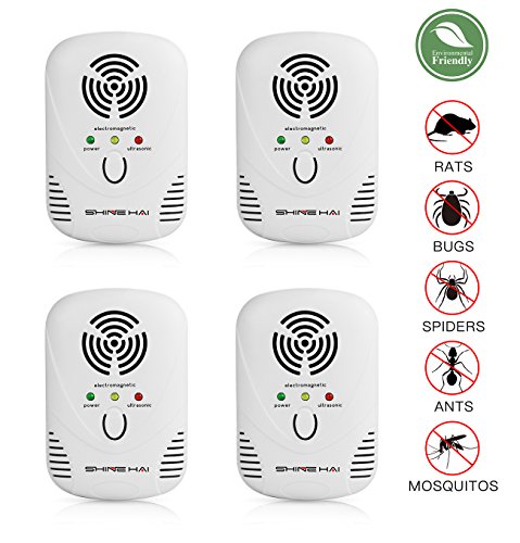 SHINE HAI Ultrasonic Pest Repeller, 2,150 Sq. Ft Protection Per Unit, Electronic Plug In Repellent for Mice, Mosquitoes, Spiders, Roaches, Ants, Insects, Non-toxic Pest Control, 110dB, 4-Pack SHINE HAI Ultrasonic Pest Repeller, 2,150 Sq. Ft Protection Per Unit, Electronic Plug In Repellent for Mice, Mosquitoes, Spiders, Roaches, Ants, Insects, Non-toxic Pest Control, 110dB, 4-Pack