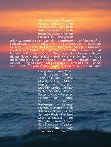 Mountain High Crafts Cross & Sunrise Over Ocean w/96 Names of God - Poster 18x24