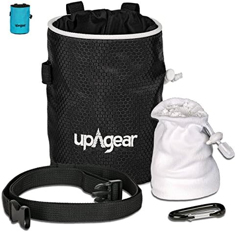 upAgear 4 in 1 Rock Climbing or Bouldering Chalk Bag set | ANTI LEAK design with LARGE POCKET | Includes Chalk Ball and FREE user guide