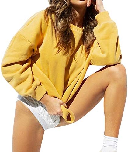 Simayixx Sweatshirts for Women Women Oversized Sweaters Loose Long Sleeve Solid Pullover Casual Tops Teen Girls