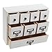 MyGift Small White Shabby Chic Wood Library Card Catalog Style Storage Cabinet / 8 Drawer Jewelry Organizer