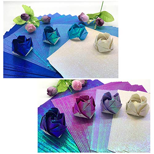 Origami Paper, 100 Sheet Shiny Single Sided 10 Rainbow Color Square Folding Paper Pack for Crane, Stars, Airplanes, Planes, Animals Kids Arts and DIY Crafts,Decoration Paper-6 inch(100-Glitter) - Thumbnail 4