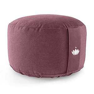 Lotuscrafts Meditation Cushion High LOTUS – Height 20 cm – Spelt Filling – Washable Cover Organic Cotton – Floor Cushion Meditation – Yoga Cushion – Meditation Pillow – Yoga Pillow – GOTS Certified (Aubergine)