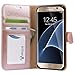 Abacus24-7 Galaxy S7 Edge Phone Case, Wallet with Leather Flip Cover and Stand, Rose Gold