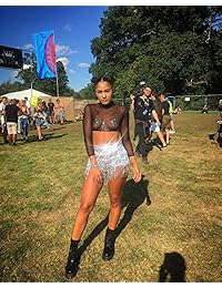 Yollmart - Pantalones cortos con borla y lentejuelas para mujer