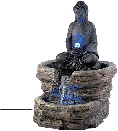 Zen Buddha Water Fountain Indoor/Outdoor with LED Light - New .Sell#(irimatsud0,ket245252462113984