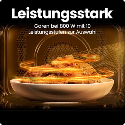 Chefman Microwave 20 L, 800 W, 6 Presets, 10 Power Levels | Digital display, eco mode, memory function, mute, child lock