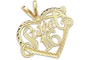 Sonia Jewels 14k Yellow Gold Sweet 16 Birthday Heart Charm Pendant