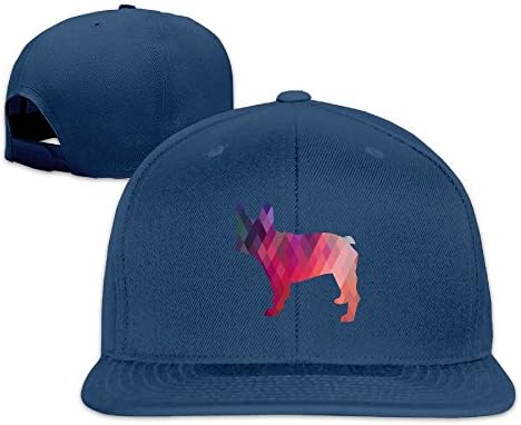 XHX Unisex Dream Geometry colorful French Bulldog Flat Hat Snapback Hip Hop Baseball Cap