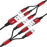 Multi Charger ThinkANT 2Pack [4FT+1FT] Nylon Braided Universal 3 in 1 Multiple USB Charging Cable Cord Adapter with 8Pin Plug/USB Type C/Micro USB Connector Ports for Cell Phones Tablets and More