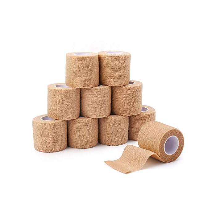 LotFancy Self Adhesive Bandage Wrap, 10 Pack, 2” x 5 Yards, Medical Tape, First Aid Tape, Self Adherent Wrap, Elastic…