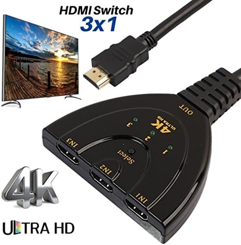 HUIZIjin 3Port HDMI Switch Splitter Cable 4K2K 2160P Multi Switcher HUB LCD HDTV PS Xbox
