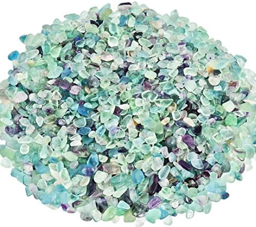 Zungtin 450g Fluorite Polished Chips Stone,Crushed Crystal Quartz Pieces,Irregular Shaped Stones